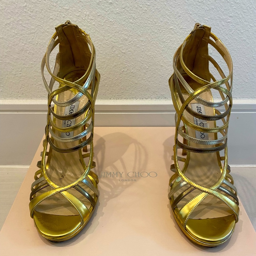 PRICE DROP!! Jimmy Choo Gold/Silver heels size 9.5 / 40 EU in good condition